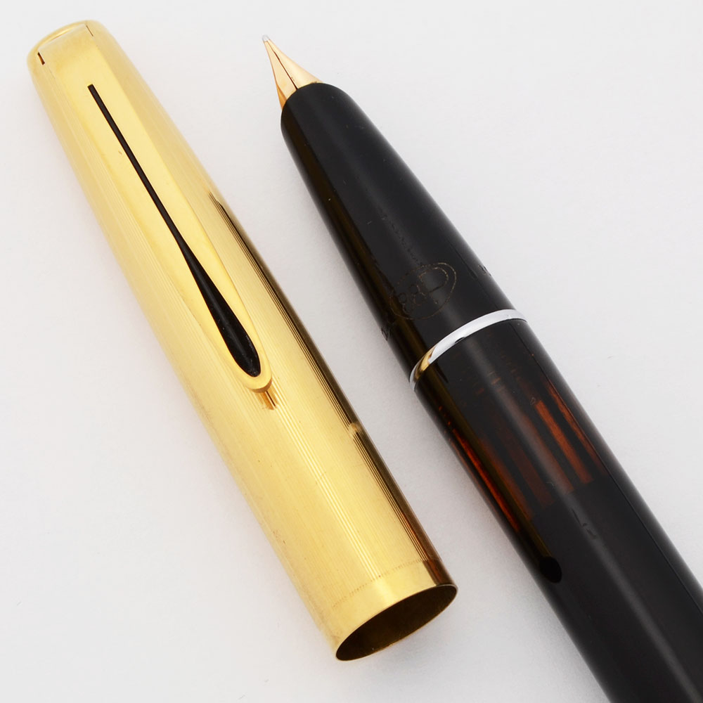 Aurora 88P Fountain Pen (1950s) - Black w/ GP cap, Piston